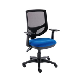 [CH0002RB+AC0002AA] 2 Lever Versi Mesh Operator Chair Royal Blue Boxed + Adjustable Arms