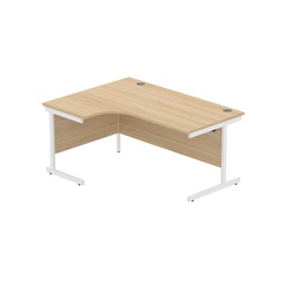 [CORE1612LHSUOKWH] Office Left Hand Corner Desk With Steel Single Upright Cantilever Frame (Fsc) | 1600X1200 | Canadian Oak/White