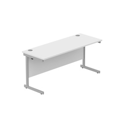 [CORE1660SUWHTSV] Office Rectangular Desk With Steel Single Upright Cantilever Frame (Fsc) | 1600X600 | Arctic White/Silver