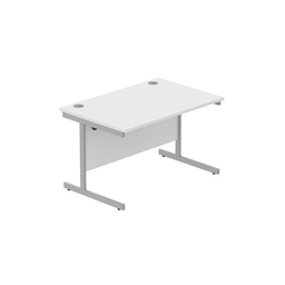[CORE1280SUWHTSV] Office Rectangular Desk With Steel Single Upright Cantilever Frame (Fsc) | 1200X800 | Arctic White/Silver