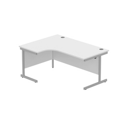 [CORE1612LHSUWHTSV] Office Left Hand Corner Desk With Steel Single Upright Cantilever Frame (Fsc) | 1600X1200 | Arctic White/Silver