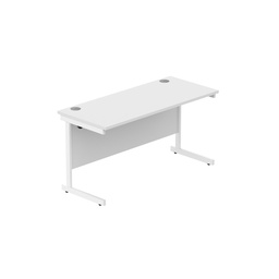 [CORE1460SUWHTWH] Office Rectangular Desk With Steel Single Upright Cantilever Frame (Fsc) | 1400X600 | Arctic White/White