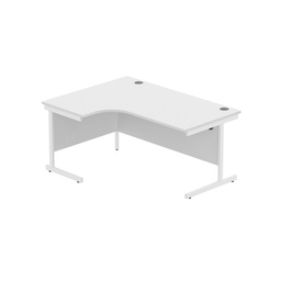 [CORE1612LHSUWHTWH] Office Left Hand Corner Desk With Steel Single Upright Cantilever Frame (Fsc) | 1600X1200 | Arctic White/White
