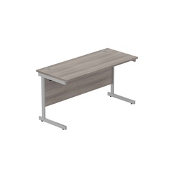 [CORE1460SUGOAKSV] Office Rectangular Desk With Steel Single Upright Cantilever Frame (Fsc) | 1400X600 | Alaskan Grey Oak/Silver