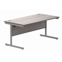 [CORE1680SUGOAKSV] Office Rectangular Desk With Steel Single Upright Cantilever Frame (Fsc) | 1600X800 | Alaskan Grey Oak/Silver