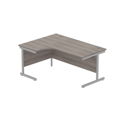[CORE1612LHSUGOAKSV] Office Left Hand Corner Desk With Steel Single Upright Cantilever Frame (Fsc) | 1600X1200 | Alaskan Grey Oak/Silver