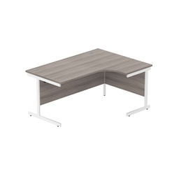 [CORE1612RHSUGOAKWH] Office Right Hand Corner Desk With Steel Single Upright Cantilever Frame (Fsc) | 1600X1200 | Alaskan Grey Oak/White