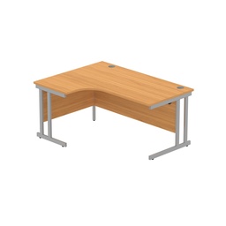 [CORE1612LHDUBCHSV] Office Left Hand Corner Desk With Steel Double Upright Cantilever Frame (Fsc) | 1600X1200 | Norwegian Beech/Silver