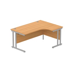 [CORE1612RHDUBCHSV] Office Right Hand Corner Desk With Steel Double Upright Cantilever Frame (Fsc) | 1600X1200 | Norwegian Beech/Silver