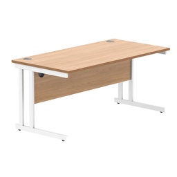[CORE1680DUBCHWH] Office Rectangular Desk With Steel Double Upright Cantilever Frame (Fsc) | 1600X800 | Norwegian Beech/White