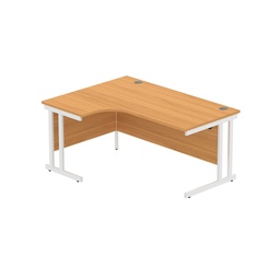 [CORE1612LHDUBCHWH] Office Left Hand Corner Desk With Steel Double Upright Cantilever Frame (Fsc) | 1600X1200 | Norwegian Beech/White
