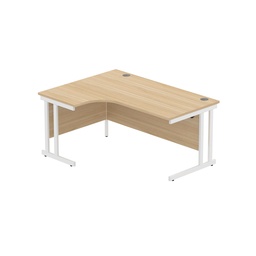 [CORE1612LHDUOKWH] Office Left Hand Corner Desk With Steel Double Upright Cantilever Frame (Fsc) | 1600X1200 | Canadian Oak/White