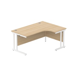 [CORE1612RHDUOKWH] Office Right Hand Corner Desk With Steel Double Upright Cantilever Frame (Fsc) | 1600X1200 | Canadian Oak/White