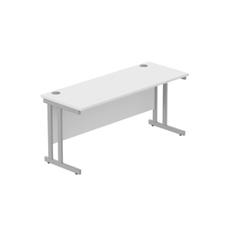 [CORE1660DUWHTSV] Office Rectangular Desk With Steel Double Upright Cantilever Frame (Fsc) | 1600X600 | Arctic White/Silver