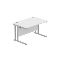 [CORE1280DUWHTSV] Office Rectangular Desk With Steel Double Upright Cantilever Frame (Fsc) | 1200X800 | Arctic White/Silver