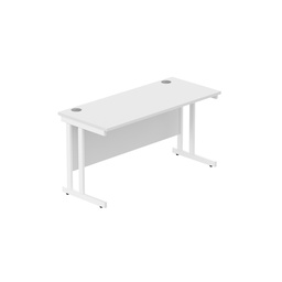 [CORE1460DUWHTWH] Office Rectangular Desk With Steel Double Upright Cantilever Frame (Fsc) | 1400X600 | Arctic White/White