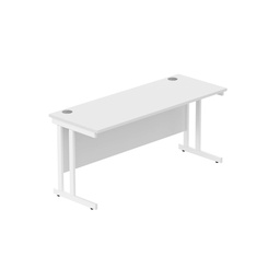[CORE1660DUWHTWH] Office Rectangular Desk With Steel Double Upright Cantilever Frame (Fsc) | 1600X600 | Arctic White/White