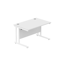 [CORE1280DUWHTWH] Office Rectangular Desk With Steel Double Upright Cantilever Frame (Fsc) | 1200X800 | Arctic White/White