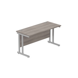 [CORE1460DUGOAKSV] Office Rectangular Desk With Steel Double Upright Cantilever Frame (Fsc) | 1400X600 | Alaskan Grey Oak/Silver