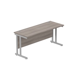 [CORE1660DUGOAKSV] Office Rectangular Desk With Steel Double Upright Cantilever Frame (Fsc) | 1600X600 | Alaskan Grey Oak/Silver