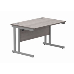 [CORE1280DUGOAKSV] Office Rectangular Desk With Steel Double Upright Cantilever Frame (Fsc) | 1200X800 | Alaskan Grey Oak/Silver
