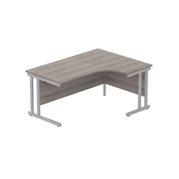 [CORE1612RHDUGOAKSV] Office Right Hand Corner Desk With Steel Double Upright Cantilever Frame (Fsc) | 1600X1200 | Alaskan Grey Oak/Silver