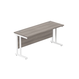 [CORE1660DUGOAKWH] Office Rectangular Desk With Steel Double Upright Cantilever Frame (Fsc) | 1600X600 | Alaskan Grey Oak/White
