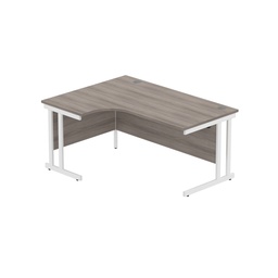 [CORE1612LHDUGOAKWH] Office Left Hand Corner Desk With Steel Double Upright Cantilever Frame (Fsc) | 1600X1200 | Alaskan Grey Oak/White
