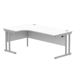 [CORE1812LHDUWHTSV] Office Left Hand Corner Desk With Steel Double Upright Cantilever Frame (Fsc) | 1800X1200 | Arctic White/Silver