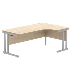 [CORE1812RHDUOKSV] Office Right Hand Corner Desk With Steel Double Upright Cantilever Frame (Fsc) | 1800X1200 | Oak/Silver