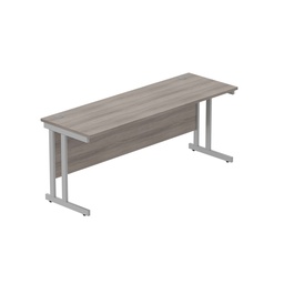 [CORE1860DUGOAKSV] Office Rectangular Desk With Steel Double Upright Cantilever Frame (Fsc) | 1800X600 | Alaskan Grey Oak/Silver