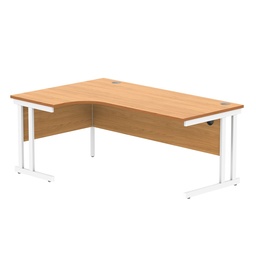 [CORE1812LHDUBCHWH] Office Left Hand Corner Desk With Steel Double Upright Cantilever Frame (Fsc) | 1800X1200 | Norwegian Beech/White