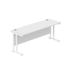 [CORE1860DUWHTWH] Office Rectangular Desk With Steel Double Upright Cantilever Frame (Fsc) | 1800X600 | Arctic White/White