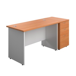 [PAN1260BUNDHBEWH] Panel Plus Rectangular Desk + Matching 3 Drawer Desk High Pedestal Bundle (FSC) | 600 Pedestal | 1200X600 | Beech/White