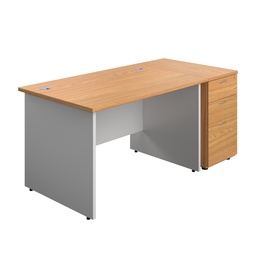 [PAN1280BUNDHNOWH] Panel Plus Rectangular Desk + Matching 3 Drawer Desk High Pedestal Bundle (FSC) | 800 Pedestal | 1200X800 | Nova Oak/White