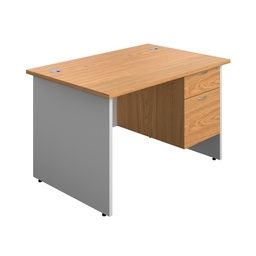 [PAN1280BUNF2NOWH] Panel Plus Rectangular Desk + 2 Drawer Fixed Pedestal Bundle (FSC) | 1200X800 | Nova Oak/White | 