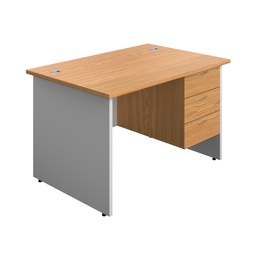 [PAN1280BUNF3NOWH] Panel Plus Rectangular Desk + 3 Drawer Fixed Pedestal Bundle (FSC) | 1200X800 | Nova Oak/White | 