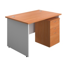 [PAN1280BUNHMBEWH] Panel Plus Rectangular Desk + 3 Drawer High Mobile Pedestal Bundle (FSC) | 1200X800 | Beech/White | 
