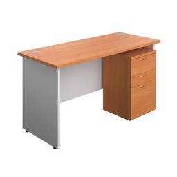 [PAN1460BUNHMBEWH] Panel Plus Rectangular Desk + 3 Drawer High Mobile Pedestal Bundle (FSC) | 1400X600 | Beech/White | 
