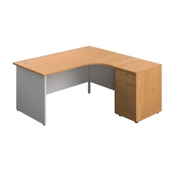 [PAN1612BUNRNOWH] Panel Plus Right Radial Desk + Matching 3 Drawer Desk High Pedestal Bundle (FSC) | 600 Pedestal | 1600X1200 | Nova Oak/White