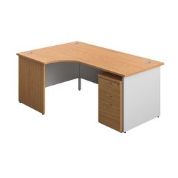 [PAN1812BUNLUDNOWH] Panel Plus Left Radial Desk + 3 Drawer Under Desk Pedestal Bundle (FSC) | 1800X1200 | Nova Oak/White | 