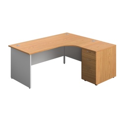 [PAN1812BUNRNOWH] Panel Plus Right Radial Desk + Matching 3 Drawer Desk High Pedestal Bundle (FSC) | 600 Pedestal | 1800X1200 | Nova Oak/White
