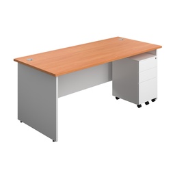 [PAN1880BUNS3BEWH] Panel Plus Rectangular Desk + 3 Drawer Steel Pedestal Bundle (FSC) | 1800X800 | Beech/White | 