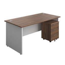 [PAN1680BUN3DWWH] Panel Plus Rectangular Desk + 3 Drawer Mobile Pedestal Bundle (FSC) | 1600X800 | Dark Walnut/White | 