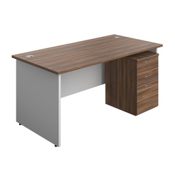 [PAN1680BUNUDDWWH] Panel Plus Rectangular Desk + 3 Drawer Under Desk Pedestal Bundle (FSC) | 1600X800 | Dark Walnut/White | 