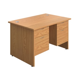 [PAN1280BUNF4NO] Panel Rectangular Desk + 2 X 2 Drawer Fixed Pedestal Bundle (FSC) | 1200X800 | Nova Oak/Nova Oak | 
