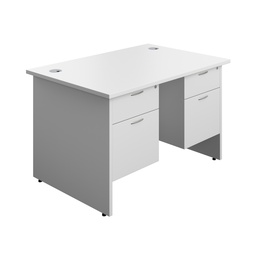 [PAN1280BUNF4WH] Panel Rectangular Desk + 2 X 2 Drawer Fixed Pedestal Bundle (FSC) | 1200X800 | White/White | 