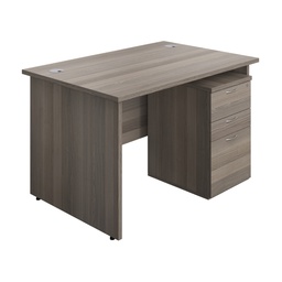 [PAN1280BUNUDGO] Panel Rectangular Desk + 3 Drawer Under Desk Pedestal Bundle (FSC) | 1200X800 | Grey Oak/Grey Oak | 