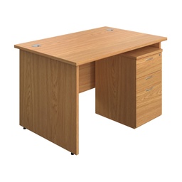 [PAN1280BUNUDNO] Panel Rectangular Desk + 3 Drawer Under Desk Pedestal Bundle (FSC) | 1200X800 | Nova Oak/Nova Oak | 