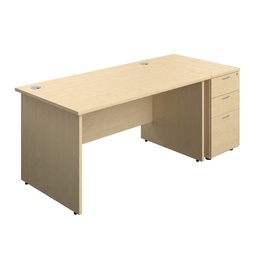 [PAN1480BUNDHMA] Panel Rectangular Desk + 3 Drawer Desk High Pedestal Bundle (FSC) | 1400X800 | Maple/Maple | 